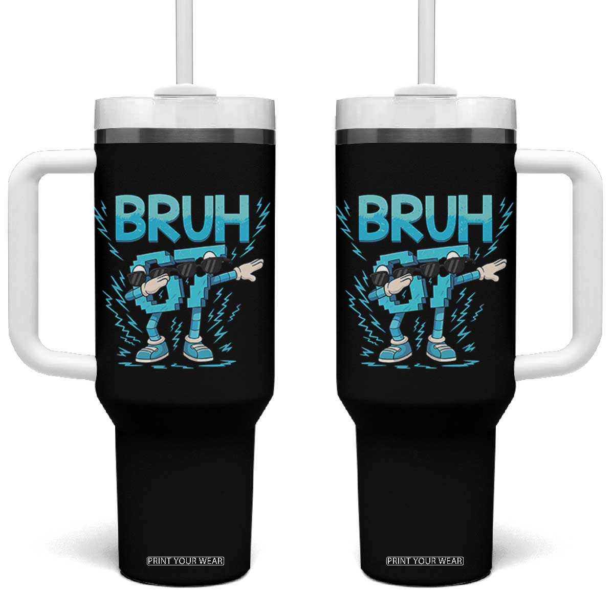 67 Bruh Meme Tumbler With Handle Funny Six Seven Italian Brainrot TS14 One Size: 40 oz Black Print Your Wear