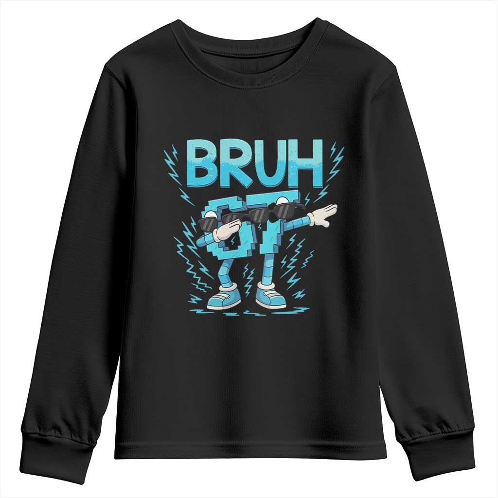 67 Bruh Meme Youth Sweatshirt Funny Six Seven Italian Brainrot TS14 Black Print Your Wear