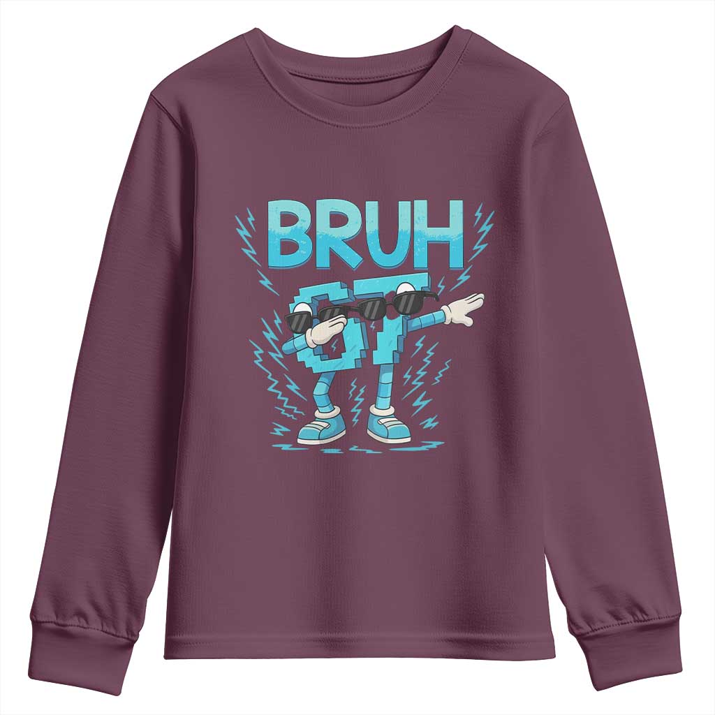67 Bruh Meme Youth Sweatshirt Funny Six Seven Italian Brainrot TS14 Maroon Print Your Wear