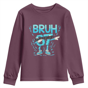67 Bruh Meme Youth Sweatshirt Funny Six Seven Italian Brainrot TS14 Maroon Print Your Wear