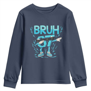67 Bruh Meme Youth Sweatshirt Funny Six Seven Italian Brainrot TS14 Navy Print Your Wear