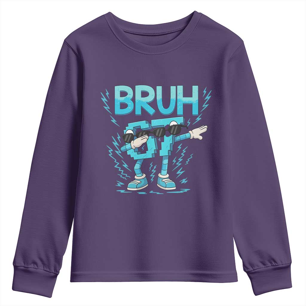 67 Bruh Meme Youth Sweatshirt Funny Six Seven Italian Brainrot TS14 Purple Print Your Wear