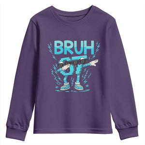 67 Bruh Meme Youth Sweatshirt Funny Six Seven Italian Brainrot TS14 Purple Print Your Wear