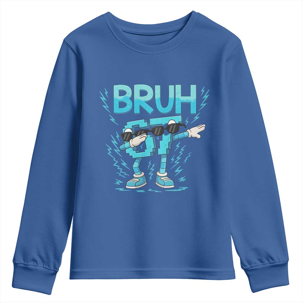 67 Bruh Meme Youth Sweatshirt Funny Six Seven Italian Brainrot TS14 Royal Blue Print Your Wear