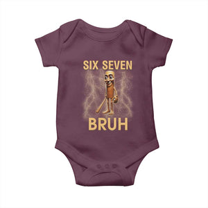 67 Bruh Meme Baby Onesie Funny Six Seven Tung Tung Sahur TS14 Maroon Print Your Wear