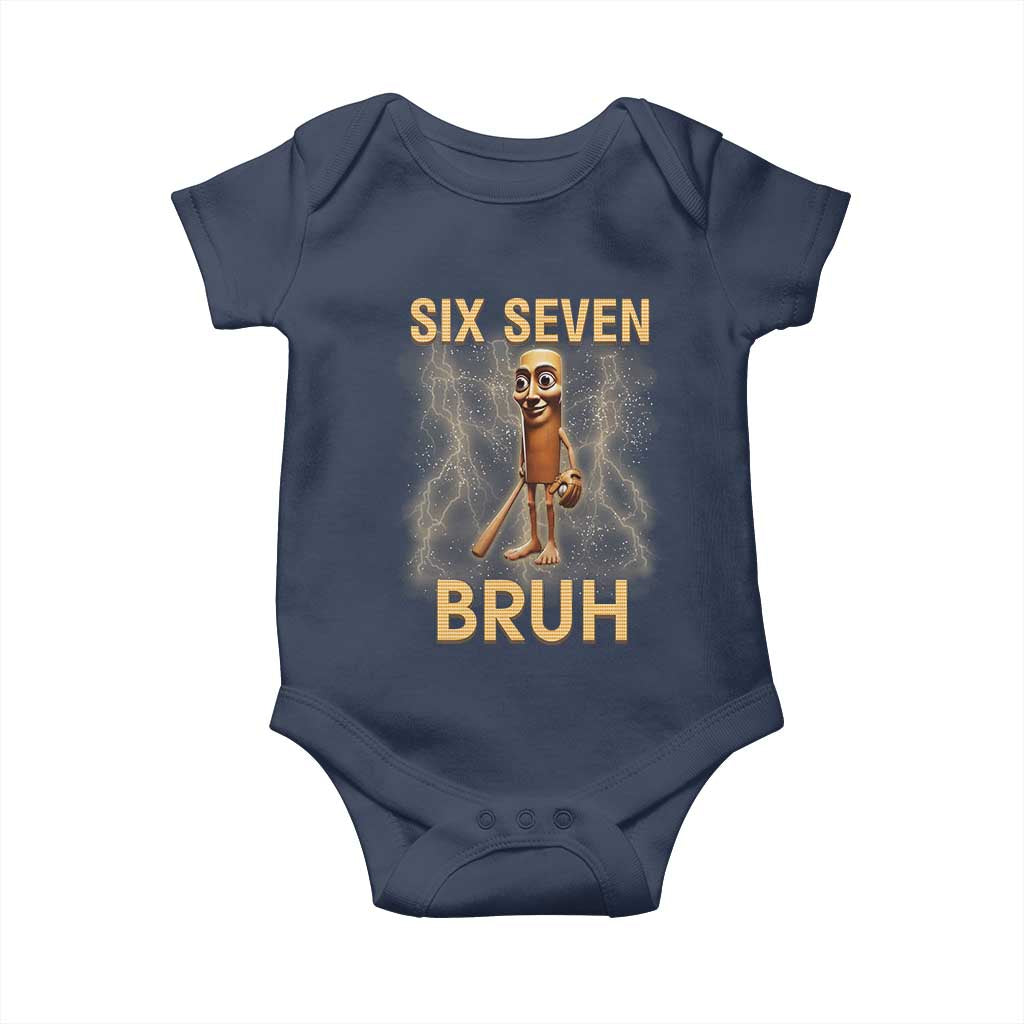 67 Bruh Meme Baby Onesie Funny Six Seven Tung Tung Sahur TS14 Navy Print Your Wear
