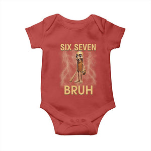 67 Bruh Meme Baby Onesie Funny Six Seven Tung Tung Sahur TS14 Red Print Your Wear
