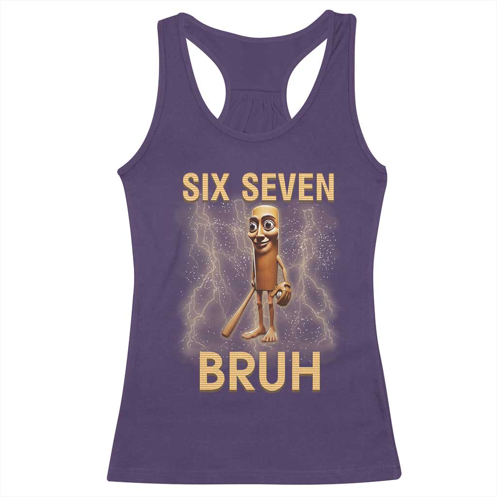 67 Bruh Meme Racerback Tank Top Funny Six Seven Tung Tung Sahur TS14 Purple Print Your Wear