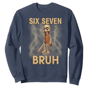 67 Bruh Meme Sweatshirt Funny Six Seven Tung Tung Sahur TS14 Navy Print Your Wear