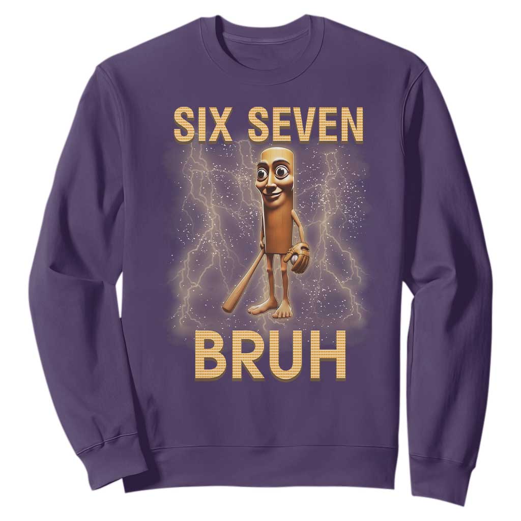 67 Bruh Meme Sweatshirt Funny Six Seven Tung Tung Sahur TS14 Purple Print Your Wear