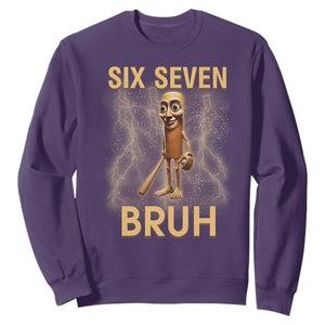 67 Bruh Meme Sweatshirt Funny Six Seven Tung Tung Sahur TS14 Purple Print Your Wear