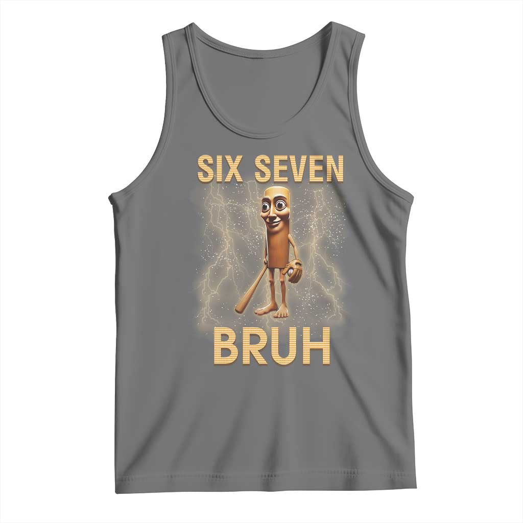 67 Bruh Meme Tank Top Funny Six Seven Tung Tung Sahur TS14 Black Heather Print Your Wear