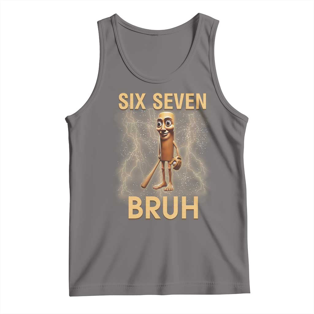 67 Bruh Meme Tank Top Funny Six Seven Tung Tung Sahur TS14 Deep Heather Print Your Wear