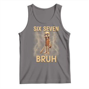67 Bruh Meme Tank Top Funny Six Seven Tung Tung Sahur TS14 Deep Heather Print Your Wear