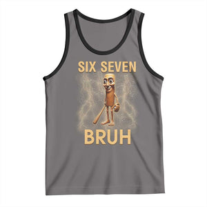 67 Bruh Meme Tank Top Funny Six Seven Tung Tung Sahur TS14 Deep Heather Black Print Your Wear