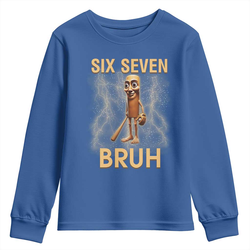 67 Bruh Meme Youth Sweatshirt Funny Six Seven Tung Tung Sahur TS14 Royal Blue Print Your Wear