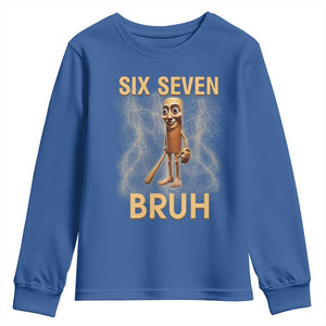 67 Bruh Meme Youth Sweatshirt Funny Six Seven Tung Tung Sahur TS14 Royal Blue Print Your Wear