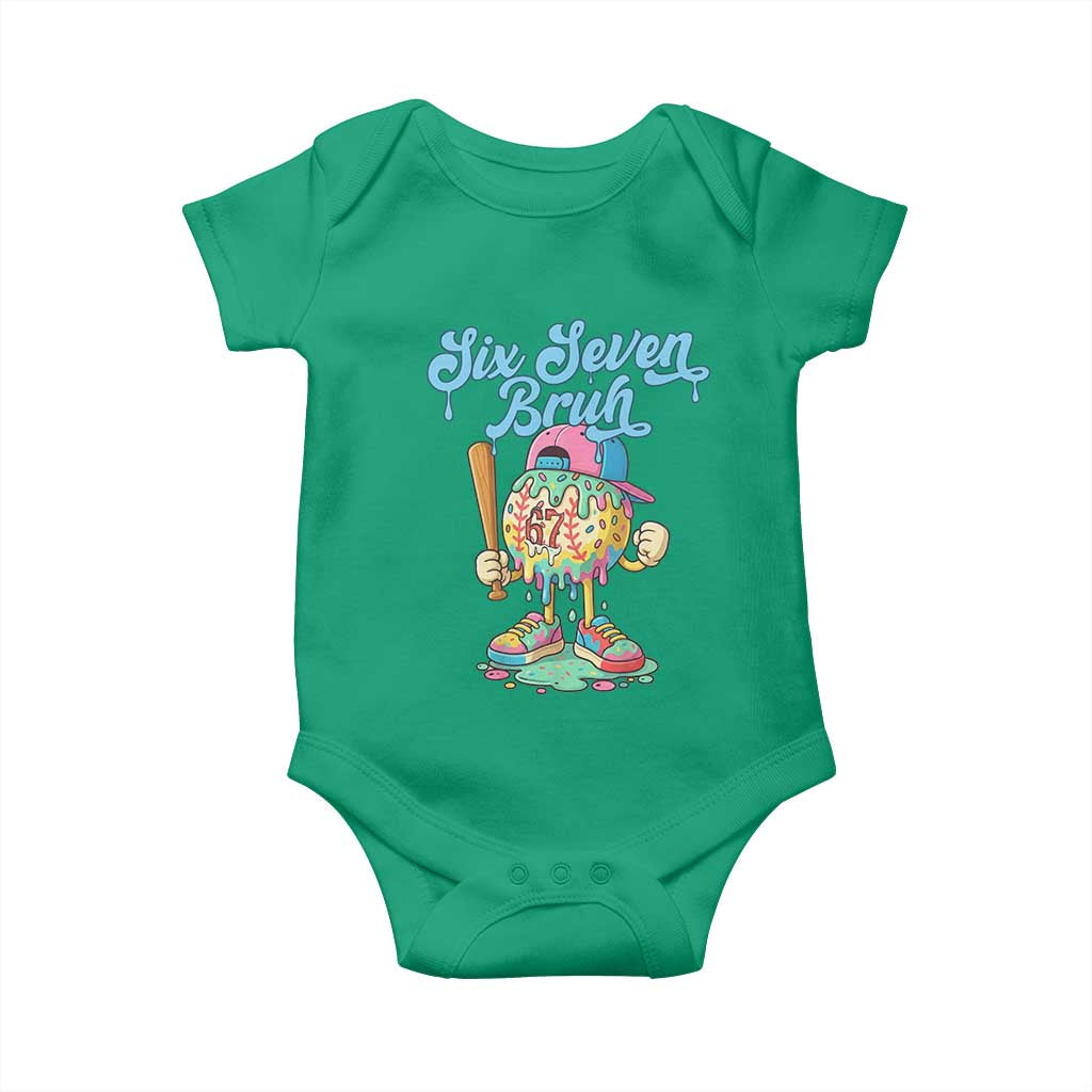 67 Bruh Meme Baby Onesie Ice Cream Drip Baseball Sport TS14 Irish Green Print Your Wear