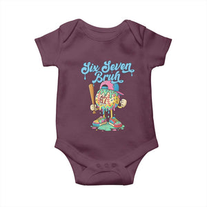 67 Bruh Meme Baby Onesie Ice Cream Drip Baseball Sport TS14 Maroon Print Your Wear