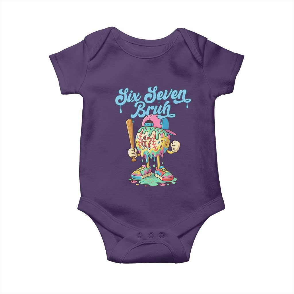 67 Bruh Meme Baby Onesie Ice Cream Drip Baseball Sport TS14 Purple Print Your Wear