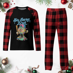 67 Bruh Meme Plaid Pajama Set Ice Cream Drip Baseball Sport TS14 Buffalo Plaid Print Your Wear
