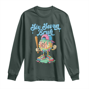 67 Bruh Meme Long Sleeve Shirt Ice Cream Drip Baseball Sport TS14 Dark Forest Green Print Your Wear