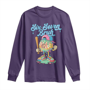 67 Bruh Meme Long Sleeve Shirt Ice Cream Drip Baseball Sport TS14 Purple Print Your Wear