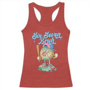 67 Bruh Meme Racerback Tank Top Ice Cream Drip Baseball Sport TS14 Red Print Your Wear