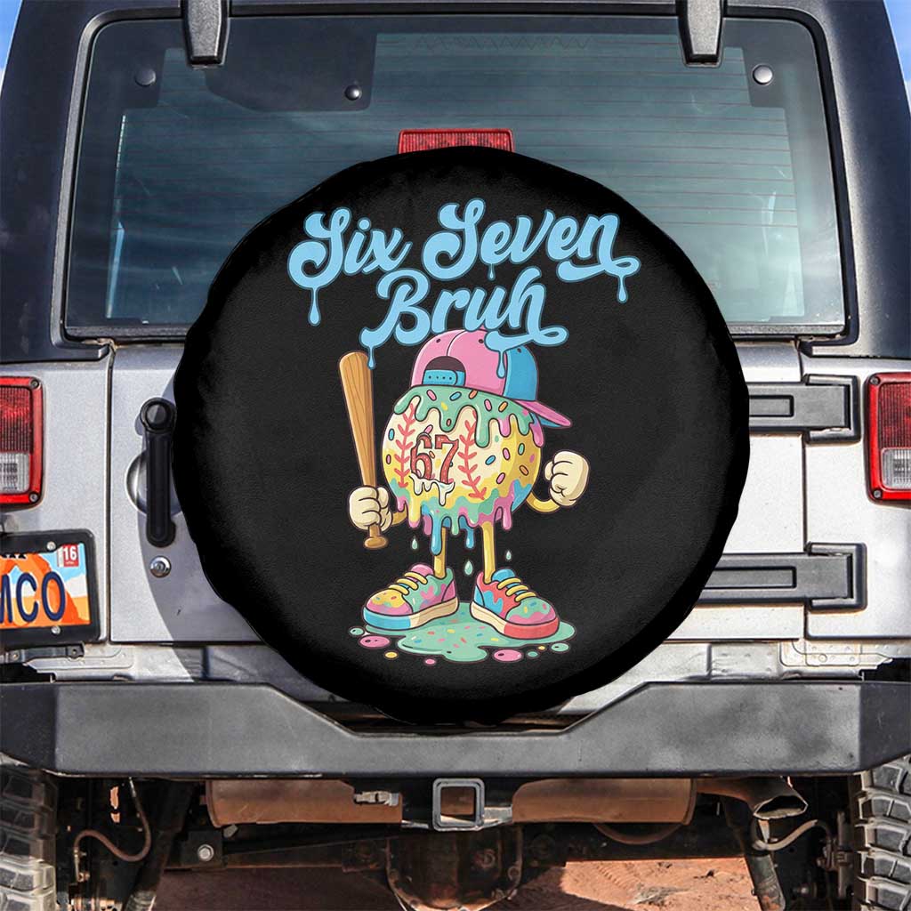 67 Bruh Meme Spare Tire Cover Ice Cream Drip Baseball Sport TS14 No hole Black Print Your Wear