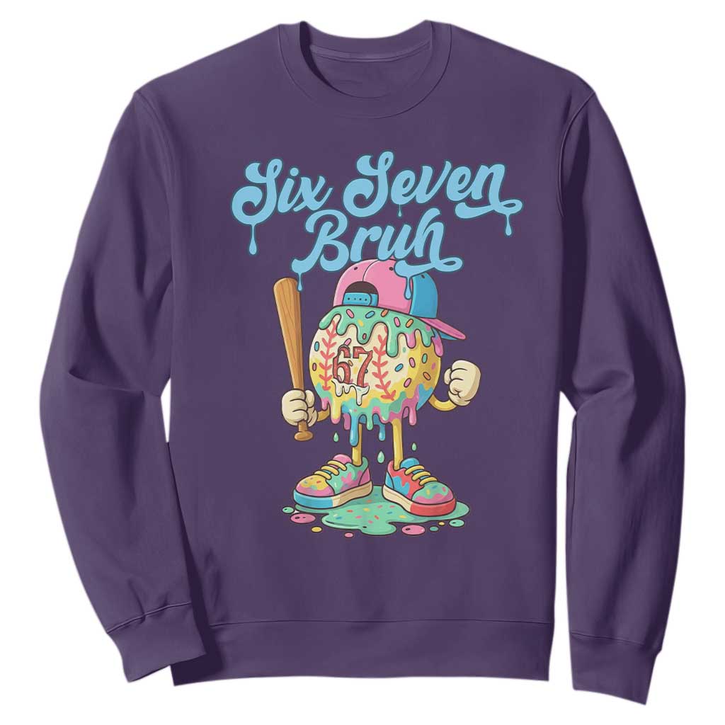 67 Bruh Meme Sweatshirt Ice Cream Drip Baseball Sport TS14 Purple Print Your Wear