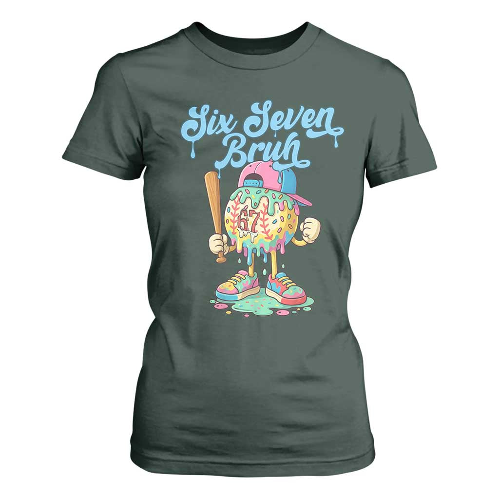 67 Bruh Meme T Shirt For Women Ice Cream Drip Baseball Sport TS14 Dark Forest Green Print Your Wear