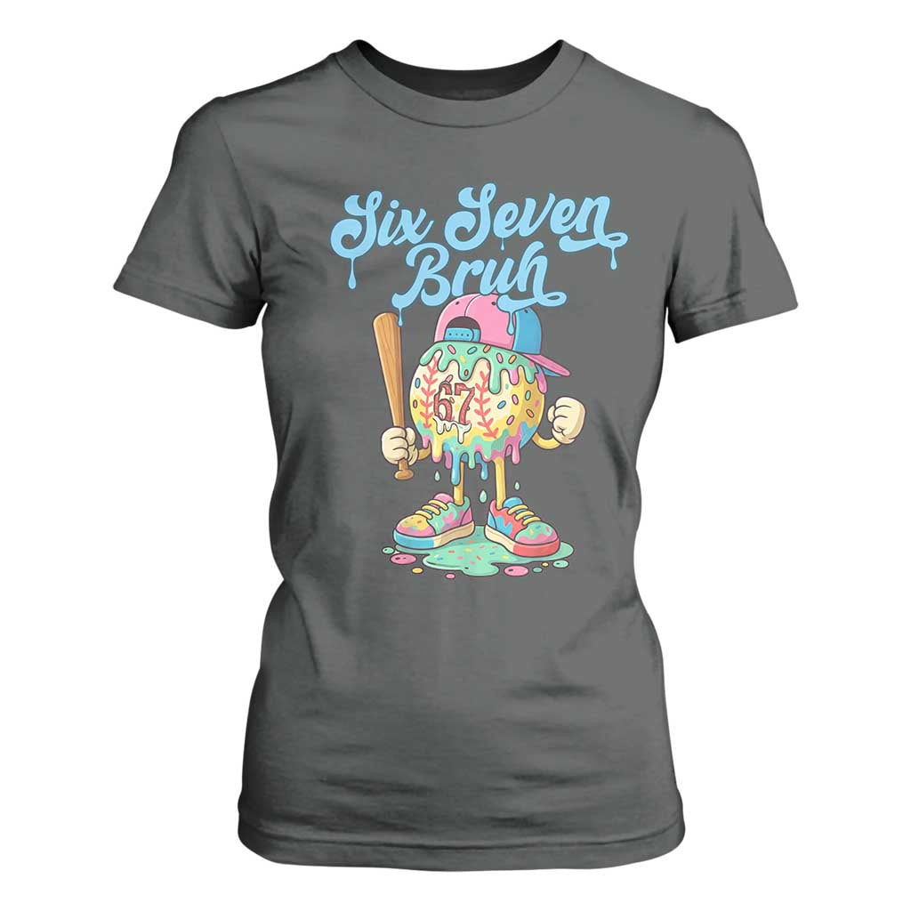 67 Bruh Meme T Shirt For Women Ice Cream Drip Baseball Sport TS14 Dark Heather Print Your Wear