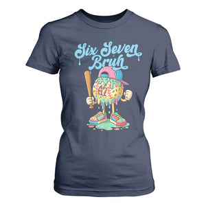 67 Bruh Meme T Shirt For Women Ice Cream Drip Baseball Sport TS14 Navy Print Your Wear