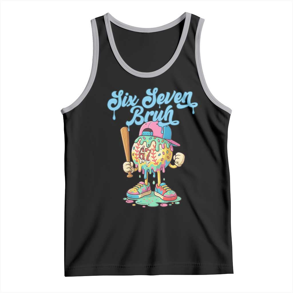 67 Bruh Meme Tank Top Ice Cream Drip Baseball Sport TS14 Black Athletic Heather Print Your Wear
