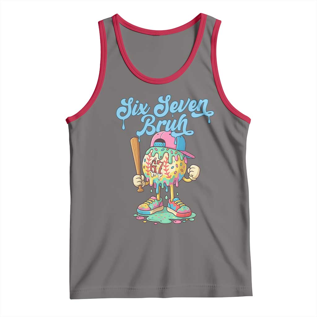 67 Bruh Meme Tank Top Ice Cream Drip Baseball Sport TS14 Deep Heather Red Print Your Wear
