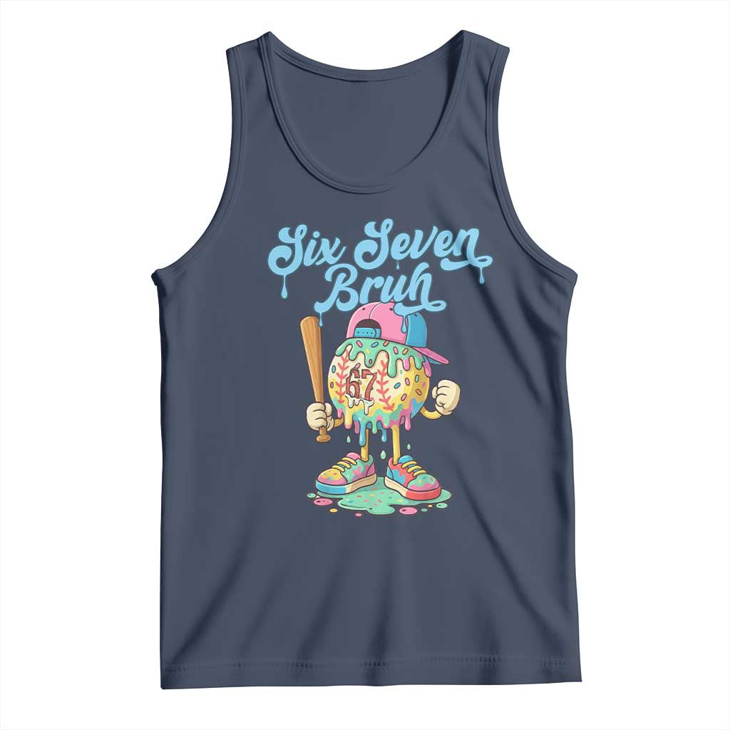 67 Bruh Meme Tank Top Ice Cream Drip Baseball Sport TS14 Navy Print Your Wear