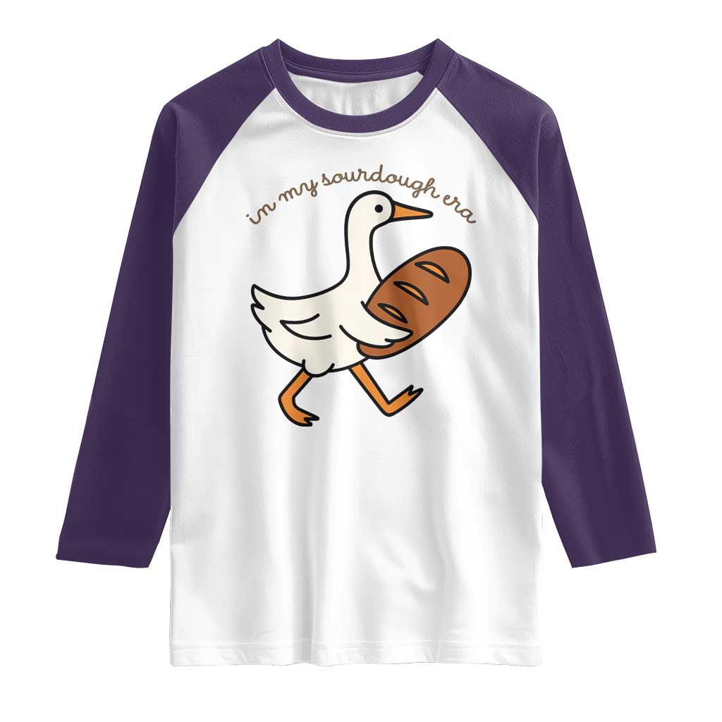 In My Sourdough Era Raglan Shirt Funny Silly Goose Sourdough TS14 White Purple Print Your Wear