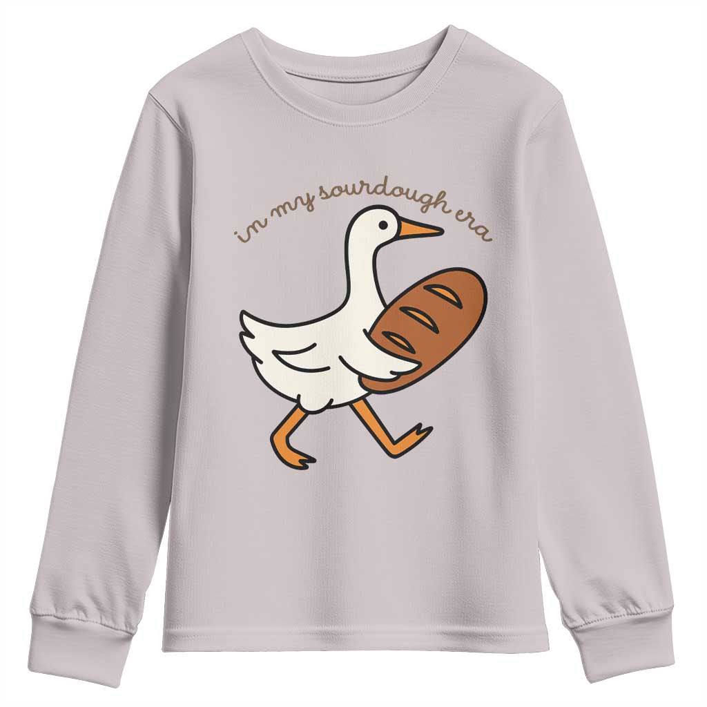 In My Sourdough Era Youth Sweatshirt Funny Silly Goose Sourdough TS14 Ice Gray Print Your Wear