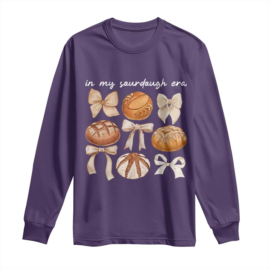 In My Sourdough Era Long Sleeve Shirt Coquette Bows Baking Bread Lover TS14 Purple Print Your Wear