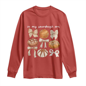 In My Sourdough Era Long Sleeve Shirt Coquette Bows Baking Bread Lover TS14 Red Print Your Wear