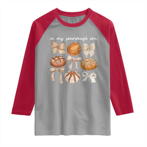 In My Sourdough Era Raglan Shirt Coquette Bows Baking Bread Lover TS14 Sport Gray Red Print Your Wear