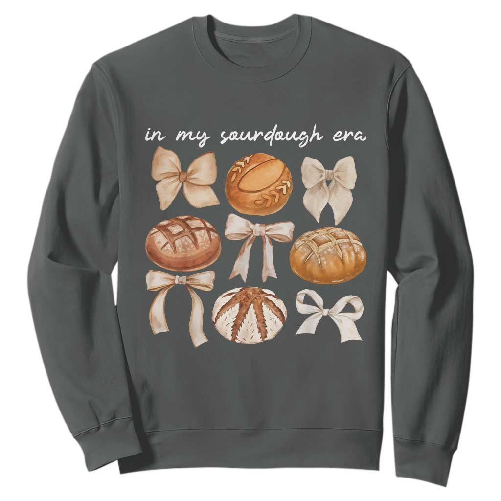 In My Sourdough Era Sweatshirt Coquette Bows Baking Bread Lover TS14 Dark Heather Print Your Wear