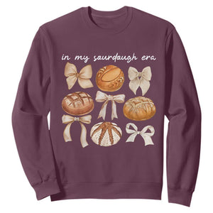 In My Sourdough Era Sweatshirt Coquette Bows Baking Bread Lover TS14 Maroon Print Your Wear