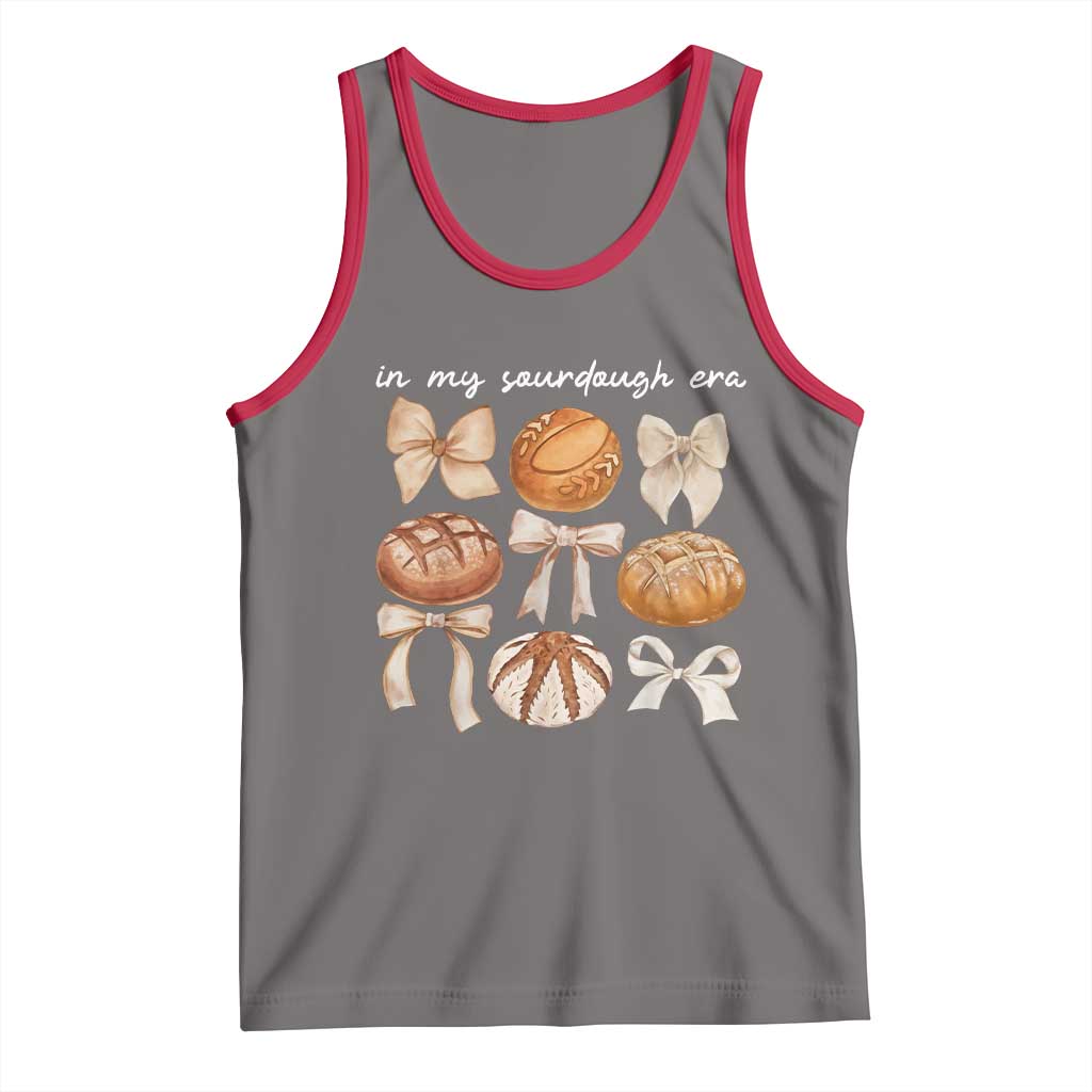 In My Sourdough Era Tank Top Coquette Bows Baking Bread Lover TS14 Deep Heather Red Print Your Wear