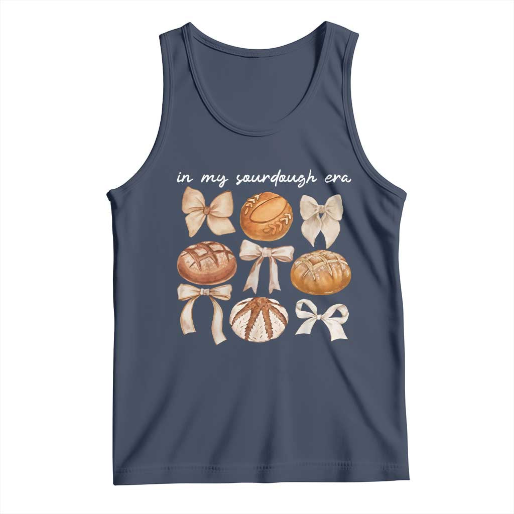 In My Sourdough Era Tank Top Coquette Bows Baking Bread Lover TS14 Navy Print Your Wear
