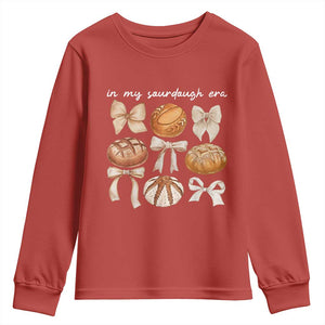 In My Sourdough Era Youth Sweatshirt Coquette Bows Baking Bread Lover TS14 Red Print Your Wear