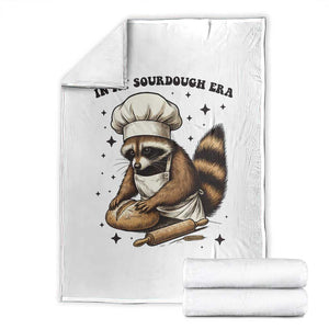In My Sourdough Era Throw Blanket Funny Raccoon Baker TS14 White Print Your Wear