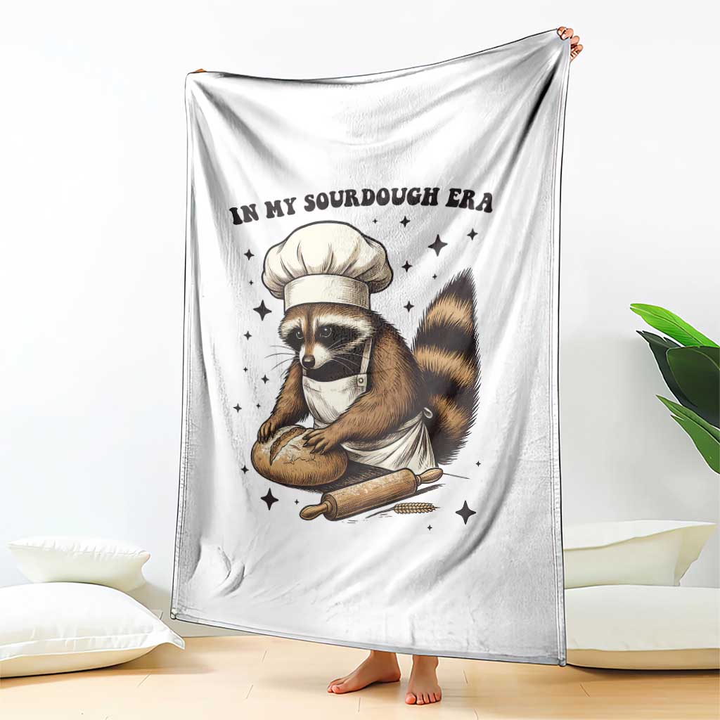 In My Sourdough Era Throw Blanket Funny Raccoon Baker TS14 Print Your Wear
