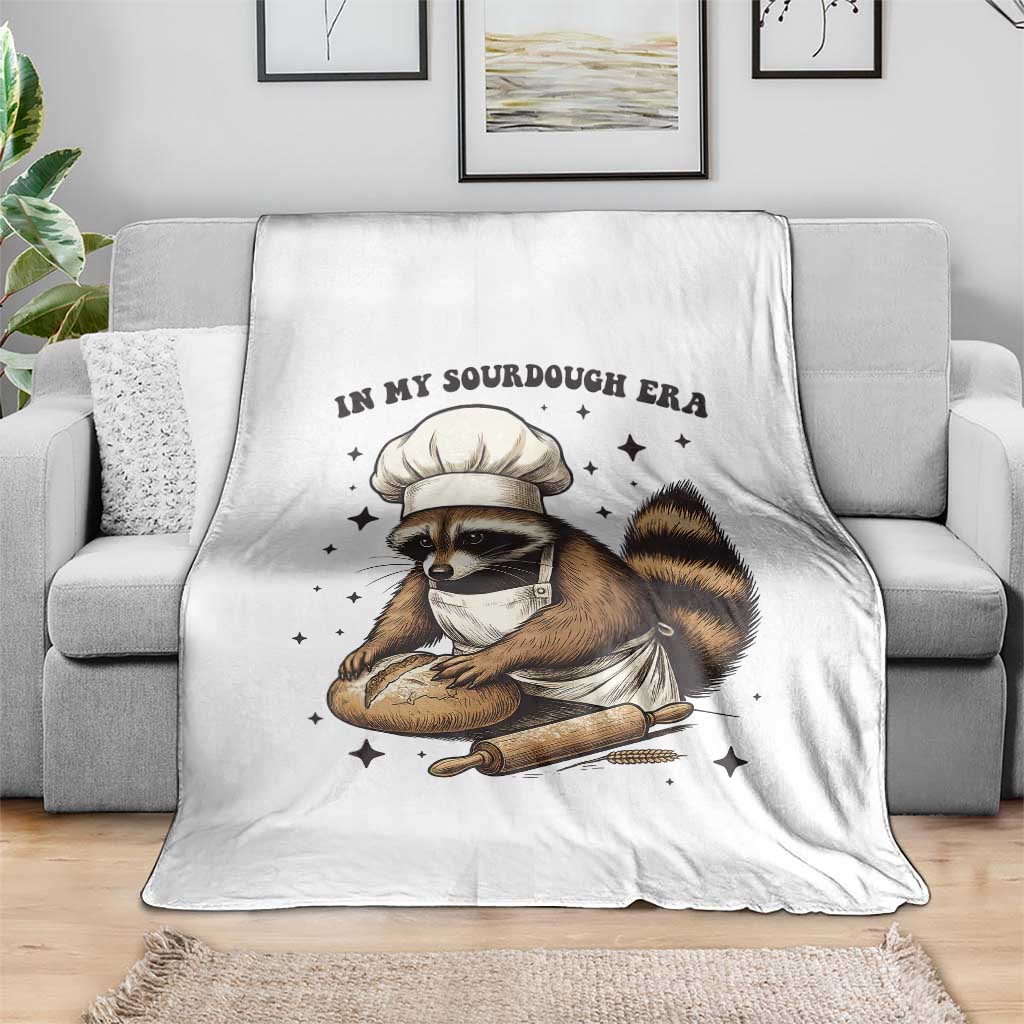 In My Sourdough Era Throw Blanket Funny Raccoon Baker TS14 Print Your Wear