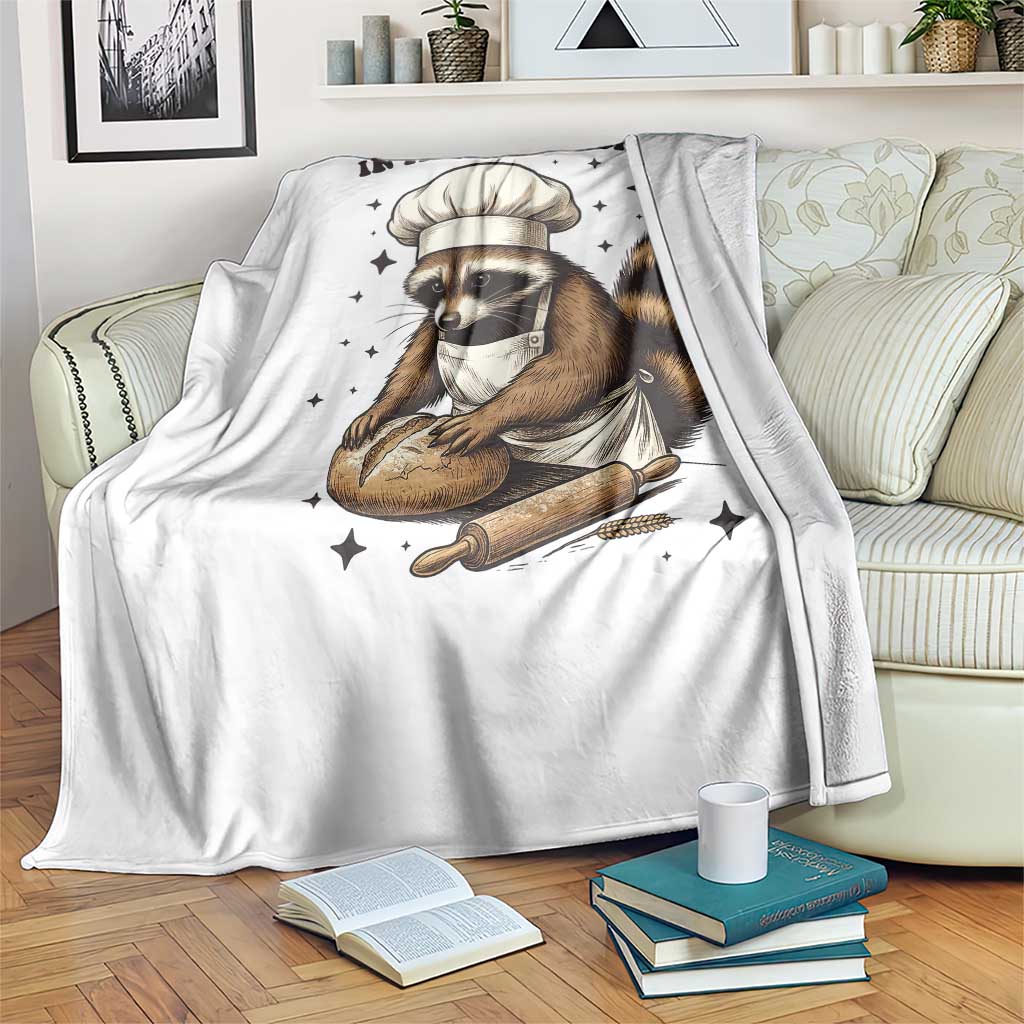 In My Sourdough Era Throw Blanket Funny Raccoon Baker TS14 Print Your Wear